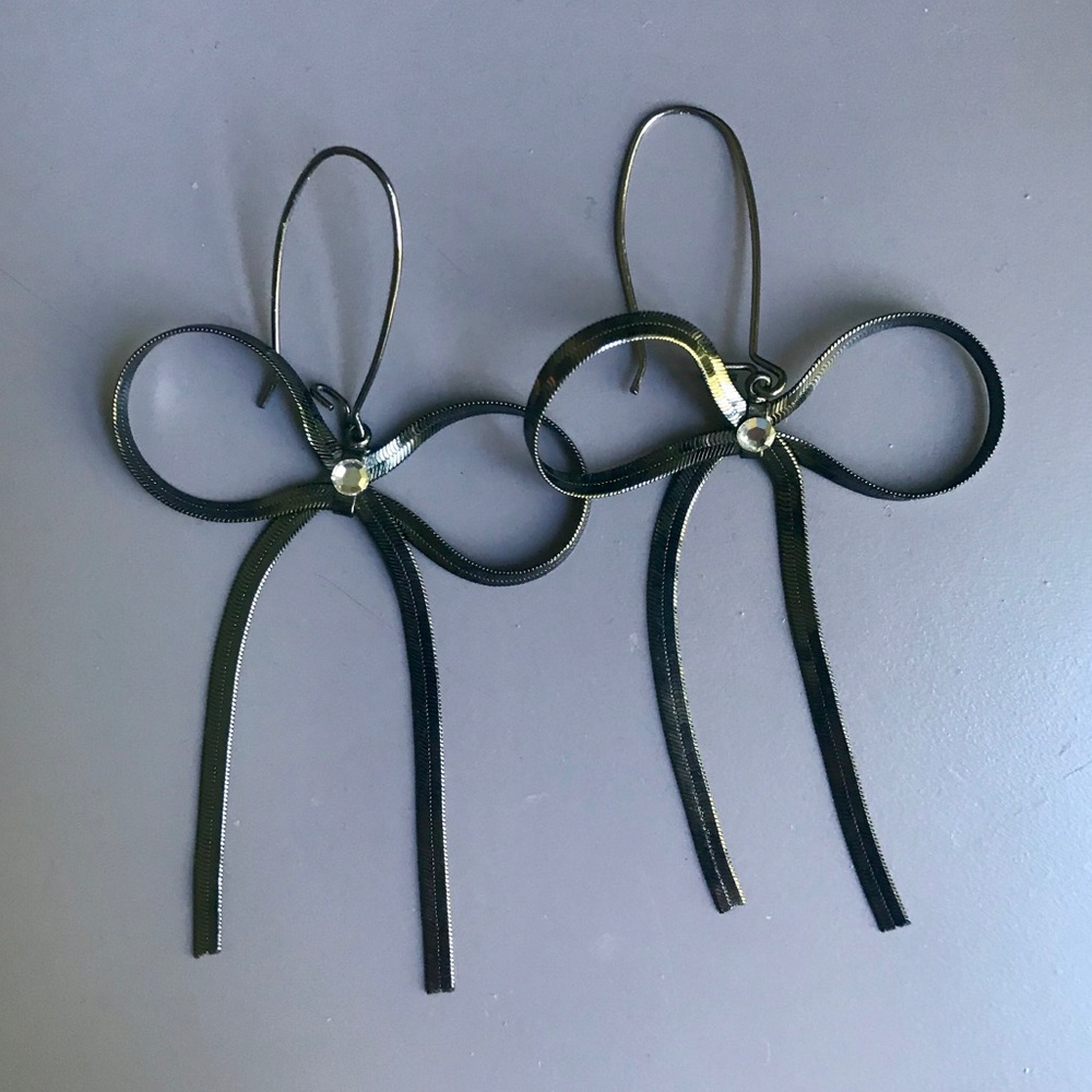 Betsey Johnson Metallic Bow Earrings